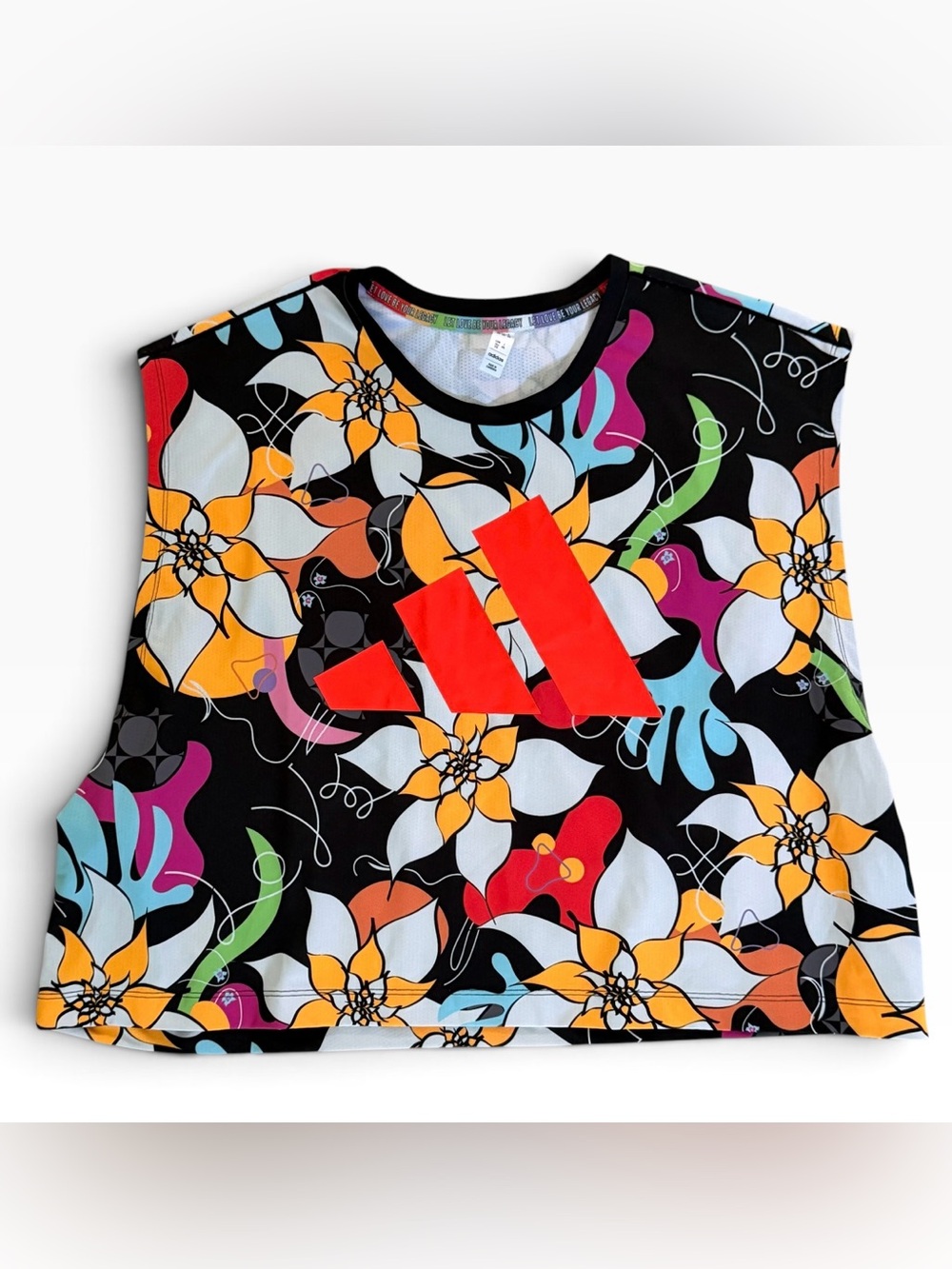 adidas Rich Mnisi Sleeveless Training Crop Top Womens 2XL Multicolor Floral Y2K